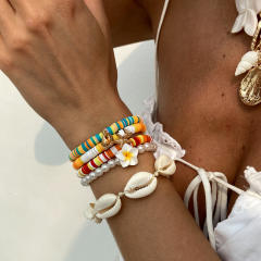 Bohemian Soft Pottery Egg Flower Bracelet Vacation Starfish Shell Alloy Pendant Bracelet