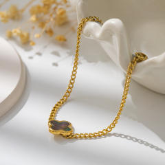 Stainless Steel Bracelet Adjustable High Sense All-match Four-leaf Clover Flower Shell Bracelet