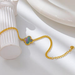 Stainless Steel Bracelet Adjustable High Sense All-match Four-leaf Clover Flower Shell Bracelet