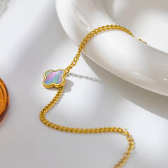 Stainless Steel Bracelet Adjustable High Sense All-match Four-leaf Clover Flower Shell Bracelet