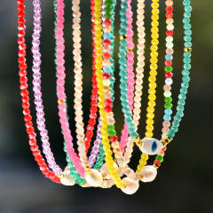 Spring Summer Color Crystal Beaded Necklace Women's Color-free Natural Freshwater Pearl Necklace