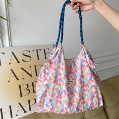 Korean Style Summer Large Capacity Shoulder Bag Drawstring Shopping Bag Fresh Floral Tote bag