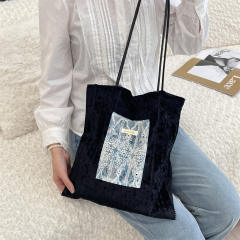 New Pearlescent Canvas Bag Large Capacity General Bag Girl's Lace Portable tote Bag