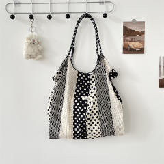 Korean Style Summer Large Capacity Shoulder Bag Drawstring Shopping Bag Fresh Floral Tote bag