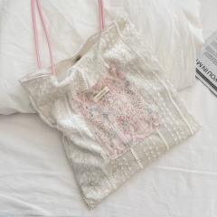New Pearlescent Canvas Bag Large Capacity General Bag Girl's Lace Portable tote Bag