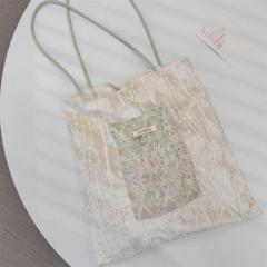New Pearlescent Canvas Bag Large Capacity General Bag Girl's Lace Portable tote Bag