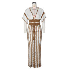 Summer Women's Sexy V-Neck Hollow Striped Knitted Women's Dress Set