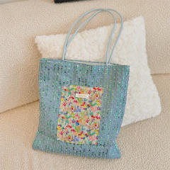 New Pearlescent Canvas Bag Large Capacity General Bag Girl's Lace Portable tote Bag