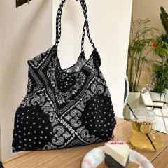Korean Style Summer Large Capacity Shoulder Bag Drawstring Shopping Bag Fresh Floral Tote bag