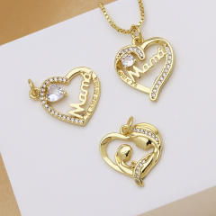Elegant heart pendant diamond mother's day jewelry charm pendant