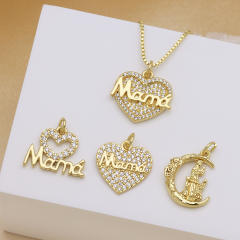 Elegant heart pendant diamond mother's day jewelry charm pendant