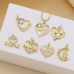 Elegant heart pendant diamond mother's day jewelry charm pendant