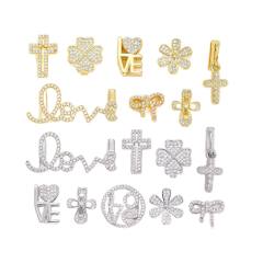 10mm stainless steel bracelet band diamond love heart cross clover charm diy jewelry