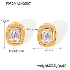 Luxury Simple Texture Oval Diamond block pendant stainless steel necklace bracelet rings set