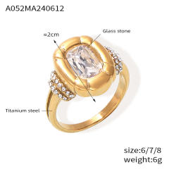 Luxury Simple Texture Oval Diamond block pendant stainless steel necklace bracelet rings set