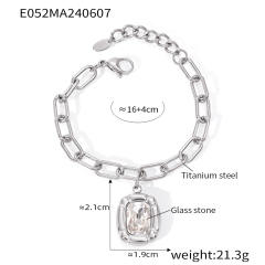 Luxury Simple Texture Oval Diamond block pendant stainless steel necklace bracelet rings set