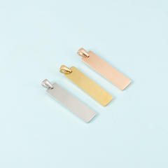 Stainless steel pendant mirror polished bar glossy engraved personality titanium steel necklace pendant DIY jewelry