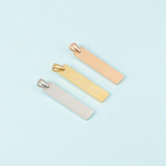 Stainless steel pendant mirror polished bar glossy engraved personality titanium steel necklace pendant DIY jewelry