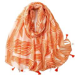 French cotton linen hand scarf socialite style minimalist lines soft tassel scarf