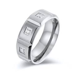 8mm titanium steel diamond matte brushed ring stainless steel rings band