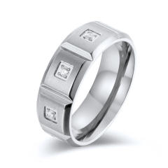 8mm titanium steel diamond matte brushed ring stainless steel rings band