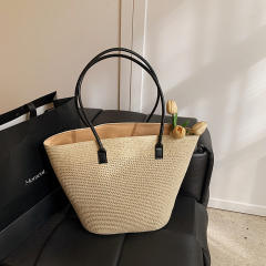 South Korea Foldable Big-brim Sunshade Hat for Seaside Vacation All-match Straw Hat Beach Bag Large Capacity Straw Bag