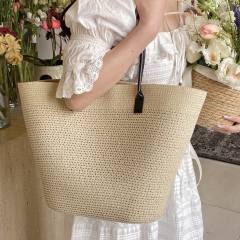 South Korea Foldable Big-brim Sunshade Hat for Seaside Vacation All-match Straw Hat Beach Bag Large Capacity Straw Bag