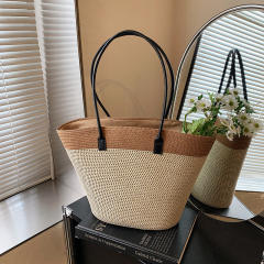 South Korea Foldable Big-brim Sunshade Hat for Seaside Vacation All-match Straw Hat Beach Bag Large Capacity Straw Bag