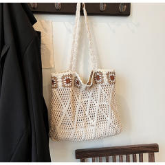 Ethnic Style Woven Bag Women's Hollow Tote Bag All-match Large Capacity beach bag