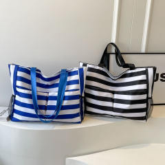 Korean Style Striped Portable Tote Bag Holiday Beach Bag Outgoing Shopping Bag Handbag