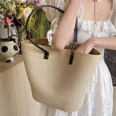 South Korea Foldable Big-brim Sunshade Hat for Seaside Vacation All-match Straw Hat Beach Bag Large Capacity Straw Bag