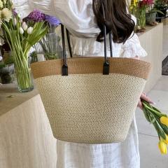 South Korea Foldable Big-brim Sunshade Hat for Seaside Vacation All-match Straw Hat Beach Bag Large Capacity Straw Bag