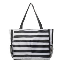 Korean Style Striped Portable Tote Bag Holiday Beach Bag Outgoing Shopping Bag Handbag