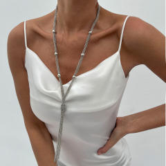 Hip-Hop Metallic Flat Snake Bone Chain Necklace Ins Cold Style Knot Chain necklace