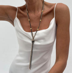Hip-Hop Metallic Flat Snake Bone Chain Necklace Ins Cold Style Knot Chain necklace
