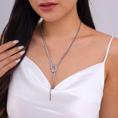 Hip-Hop Metallic Flat Snake Bone Chain Necklace Ins Cold Style Knot Chain necklace