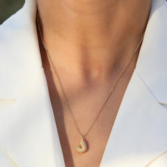 New 18k brass micro-inlaid bubble letter small size 26 English letters initial letter pendant necklace