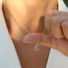 New 18k brass micro-inlaid bubble letter small size 26 English letters initial letter pendant necklace