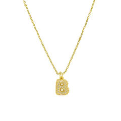 New 18k brass micro-inlaid bubble letter small size 26 English letters initial letter pendant necklace