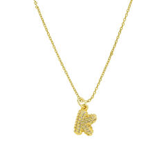 New 18k brass micro-inlaid bubble letter small size 26 English letters initial letter pendant necklace