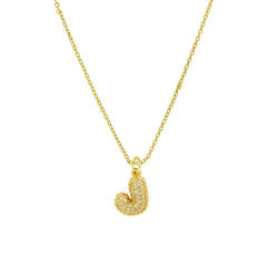 New 18k brass micro-inlaid bubble letter small size 26 English letters initial letter pendant necklace