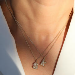 New 18k brass micro-inlaid bubble letter small size 26 English letters initial letter pendant necklace
