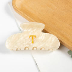 Gold Acrylic Letter Hair Accessories Creative Hair Clips initial letter hair claw clips