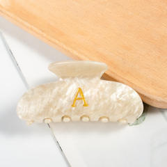 Gold Acrylic Letter Hair Accessories Creative Hair Clips initial letter hair claw clips