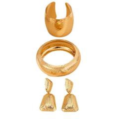 Geometric Hammer Pattern cuff bangle suit Exaggerated Luxury alloy Jewelry suit
