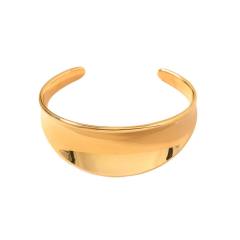 Smooth irregular 18K gold titanium steel stainless steel cuff bangle