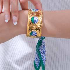 Personality silk scarf hollow bangle stainless steel bangle bracelet