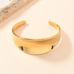 Smooth irregular 18K gold titanium steel stainless steel cuff bangle