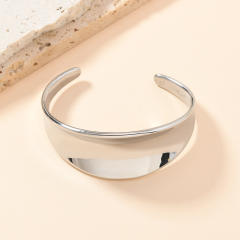 Smooth irregular 18K gold titanium steel stainless steel cuff bangle