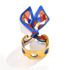 Personality silk scarf hollow bangle stainless steel bangle bracelet